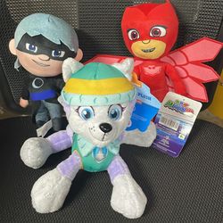 3 PJ Masks & Paw Patrol Plushies