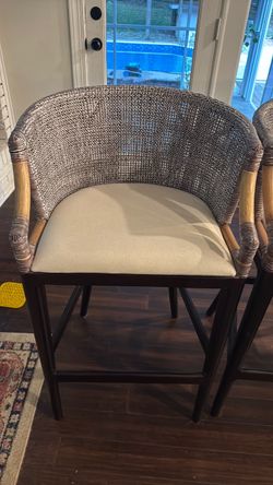 3- Woven Rattan Bar Stool with Cushion