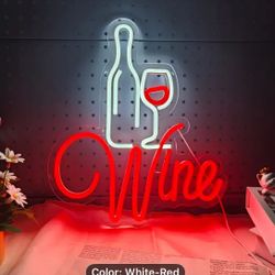 Red wine, neon sign