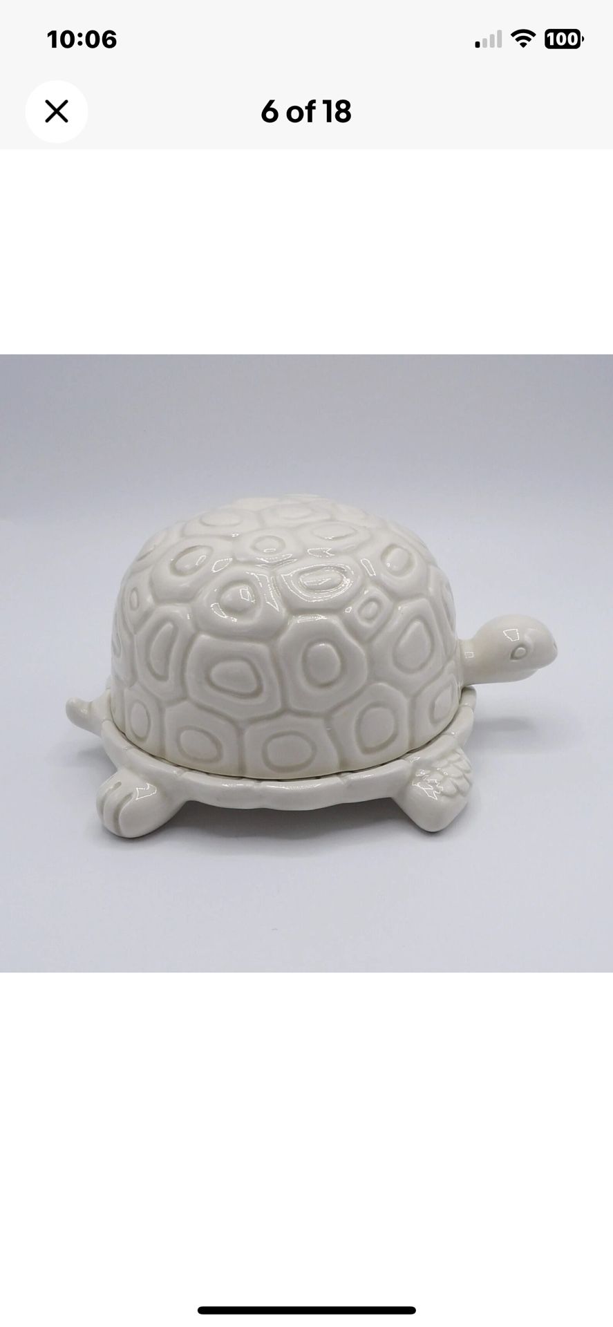 VINTAGE 1976 FIGURAL TURTLE BUTTER TUB & LID BY FITZ & FLOYD