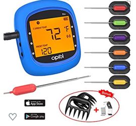 Bluetooth Meat Thermometer, Wireless Digital BBQ Thermometer for Grilling Smart with 6 Stainless Steel Probes Remoted Monitor for Cooking Smoker Kitc