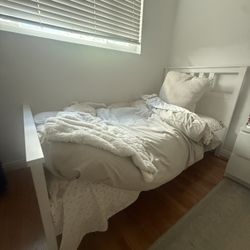 HEMNES TWIN Bed frame, white stain (used/great condition) *** $70