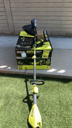 RYOBI 40V HP Brushless 20 in. Cordless Battery Walk Behind Push Lawn Mower & Weed Eater Battery  and Charger