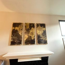 Large World Map Art Decoative 