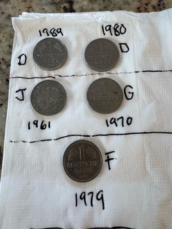 5 Deutsche  1 Mark coins