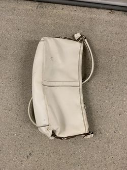 White bag with long strap