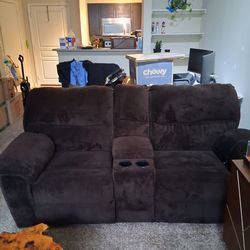 Brown Recliner Couch w/ cup holders