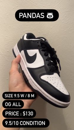 Panda Dunks Size 9.5 W/ 8M