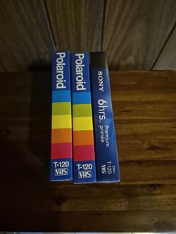 VHS T120 playing tapes Polaroid and sony
