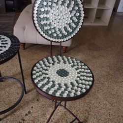 Two Mosaic Custom Made Tables Beautiful Conditions 