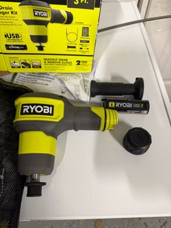New RYOBI USB Lithium 3' Drain Auger Kit (Model FVPC55K) – Includes 2.0Ah Battery