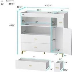 😀 Changing Table with Drawers, White Drawer Dresser,Changing Table Dresser with 5 Drawer & Cabinet