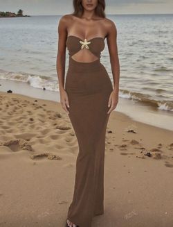 Brown Strapless Dress 