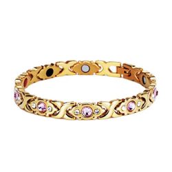 Fashion Women's Crystal Bracelet Gold and Silver Rose Gold Color  Bracelet Weight Loss Magnetic Therapy Bracelet Health Jewelry fat burn  Metal: coppe