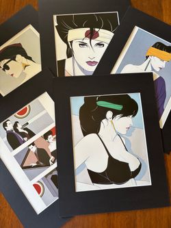 5 Patrick Nagel Prints 11x14 Mounted & Matted