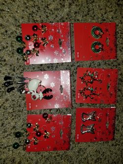 Christmas Earrings & 1 reindeer brooch