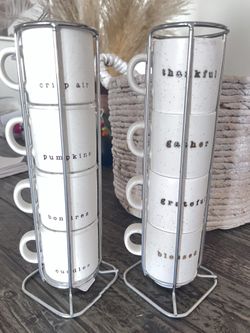 PRICED AS EACH  SET 4 PC ESPRESSO CUP SET RACK 