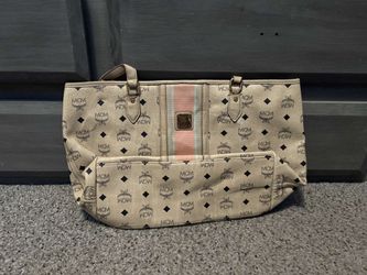 MCM Beige Visetos Striped Tote Bag