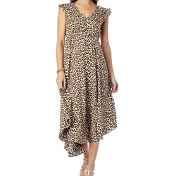 NWT Jessica Simpson Gabbie High-Low Flutter Sleeve Cheetah Dress Size Medium NEW