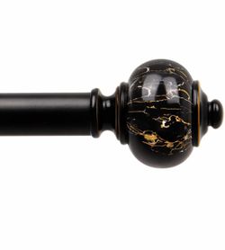 1" Marbled Curtain Rod (Black) — Adjustable 32–58
