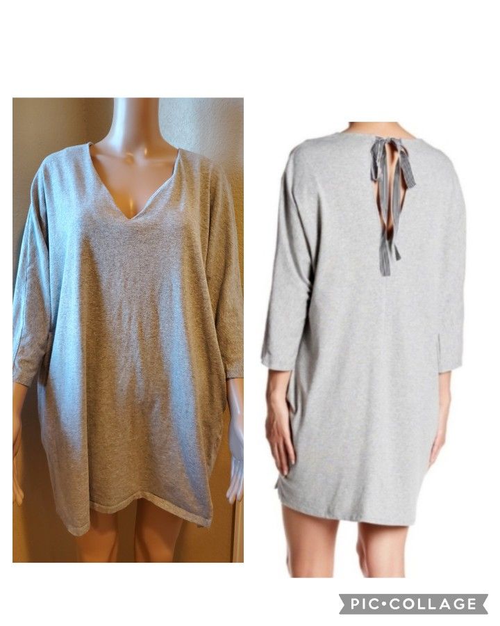 Dual Nature Tie Back Sheath sweater Dress M grey tunic Medium oversized style
Excellent Pre-owned condition, no flaws
Size Medium, gray color
French
