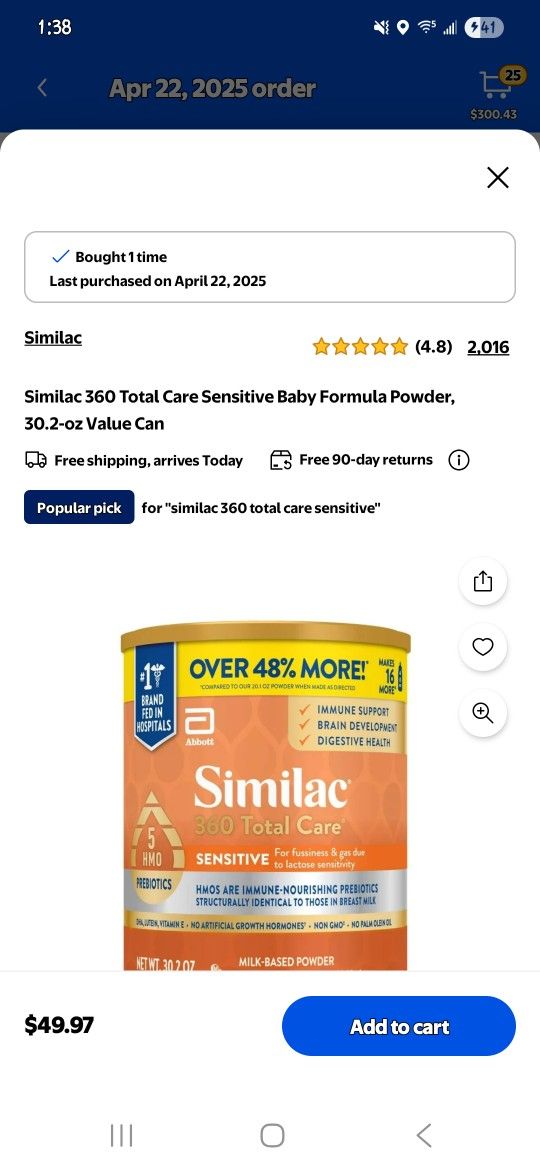 Similac 360 Total Care Sensitive Baby Formula Powder