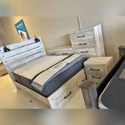 Storage Bedroom Set Queen Or King Set Bed, Dresser, Mirror, Nightstand, Chest.     Financing 