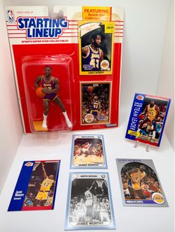 1990 Kenner Starting Lineup James Worthy Lakers Sealed + 5 Card Lot HOF UNC