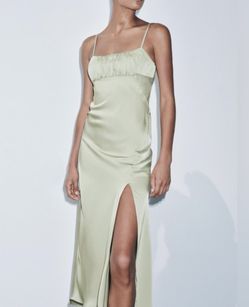 New Zara Mint Satin Maxi Dress Medium 