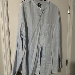 H&M Collarless Dress Shirt XXL Preowned Blue