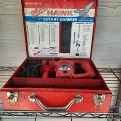 Milwaukee Hawk 1" Rotary Hammer Qith Metal Case And Accessories