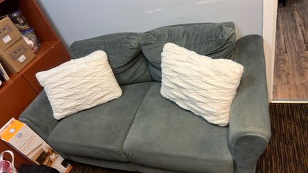 Green Microfiber Loveseat Sofa