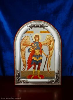 Silver Plated Christian Orthodox Icon Of Archangel Michael Made In Italy 10"×14"