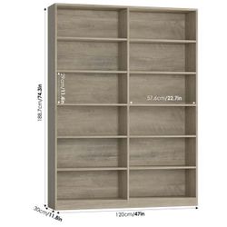 C113 $105  74.3” Double Wide 6-Tier Bookcase, Extra Large Wooden Freestanding Display Bookshelf for Home Office Living Room, Gray  Features:  【Double 