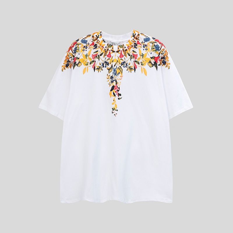 Marcelo Burlon County Of Milan Colorful Floral Print Short Sleeve Tee