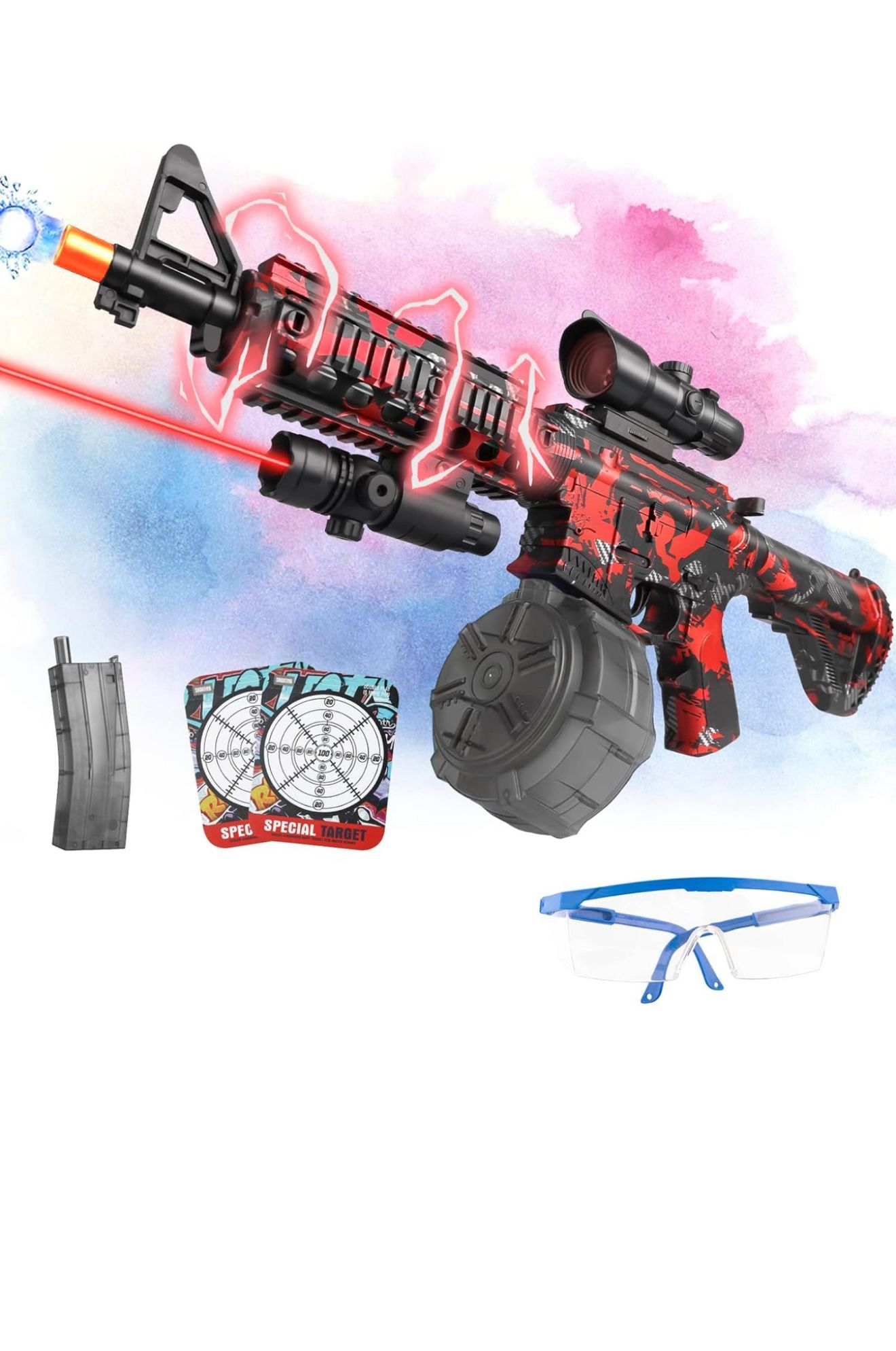 Gel Ball Toy Automatic, Electric Gel Splat Toy with 50000 Gel Rounds and Goggles, Red