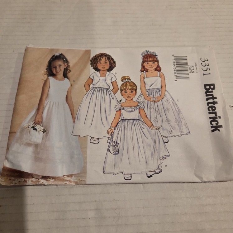 Wedding Flower Girl Dress Butterick  Sewing Pattern