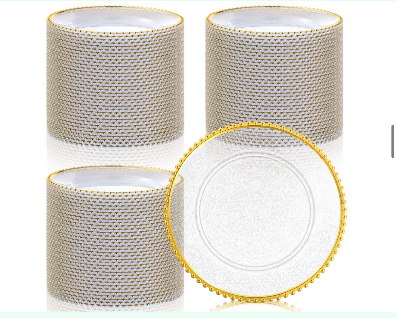 85 Clear Charger Plates With Beaded Rim
