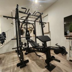 Vesta Smith Machine 1001 | Adj Bench W/ Leg Developer And Preacher Station |Gym Equipment | Fitness | Pulleys|🔴WEIGHTS AND BARBELL SOLD SEPARATELY 🔴