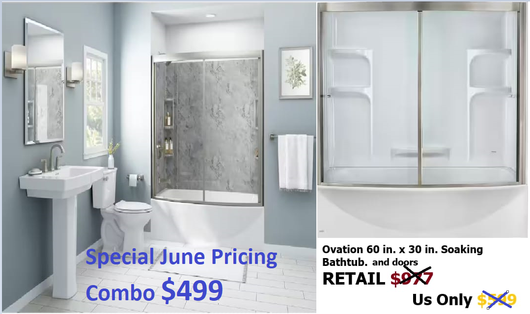 bathtub or shower glasss door combo kit ON SALE see Description PRICE