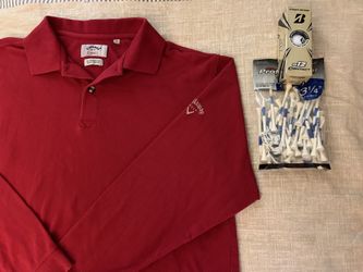 Callaway L/S Golf polo Shirt - like New! -M + Golf Balls & Tees