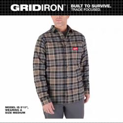 Milwaukee Men's Medium Gray GRIDIRON Flannel Shirt