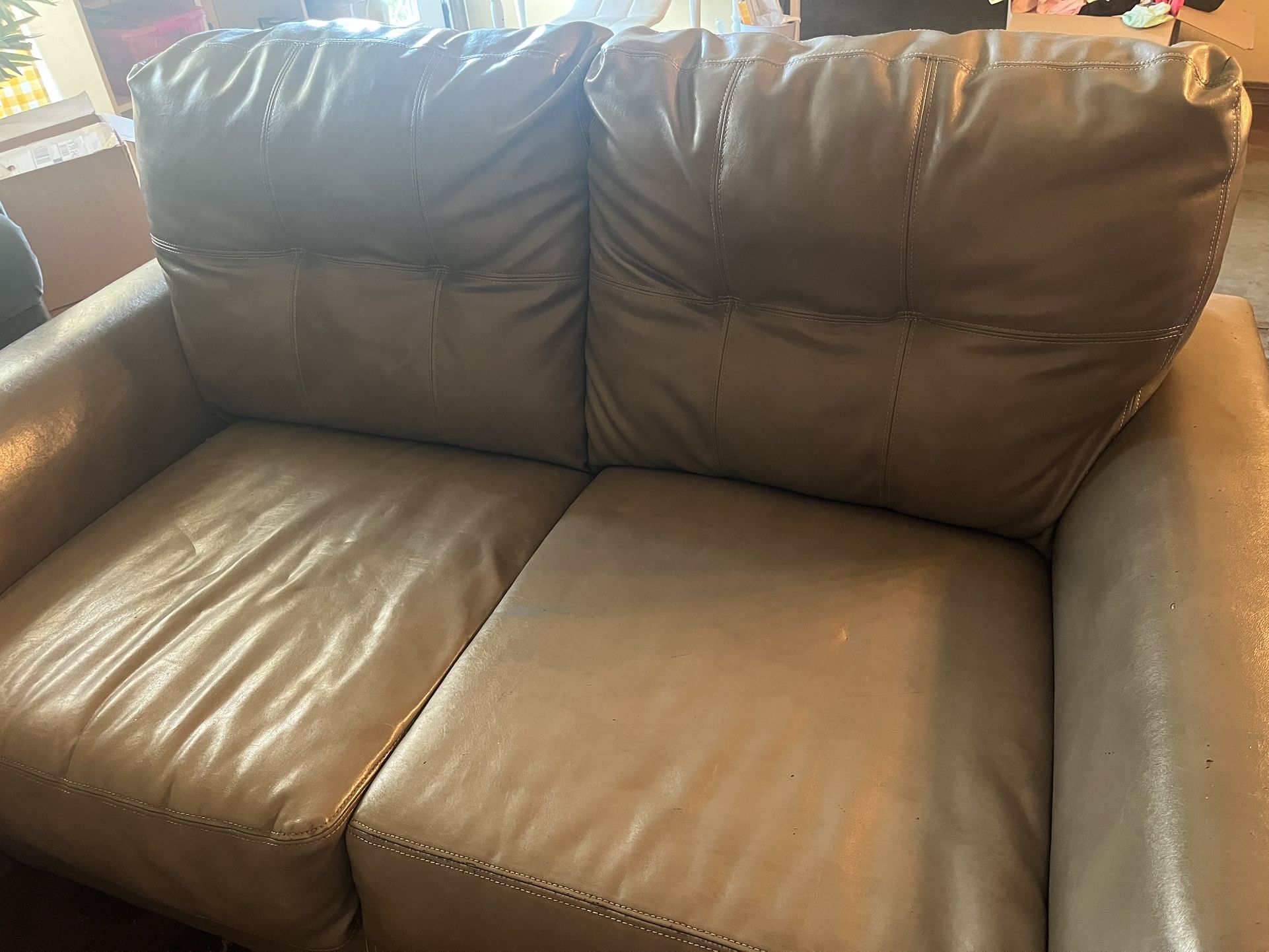 Grey Leather Couch 