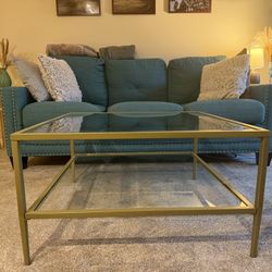 Gold Rimmed Glass Coffee Table  (3-set)