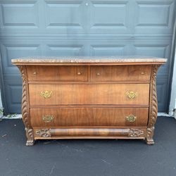 Vintage French Provincial Marble Top Solid Wood Chest
