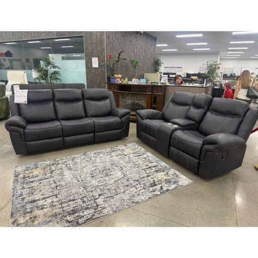 2 piece leather reclining sofa and loveseat set