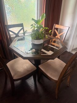 Glass Top Dining Table with 4 Chairs
