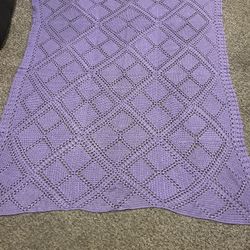 Purple Crotchet Blanket 89"x63"
