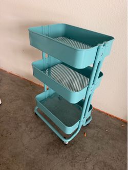 Tier Metal Rolling Cart - Turquoise Blue