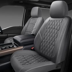 Universal *2 Front* Car Seat Covers PU Leather Gray